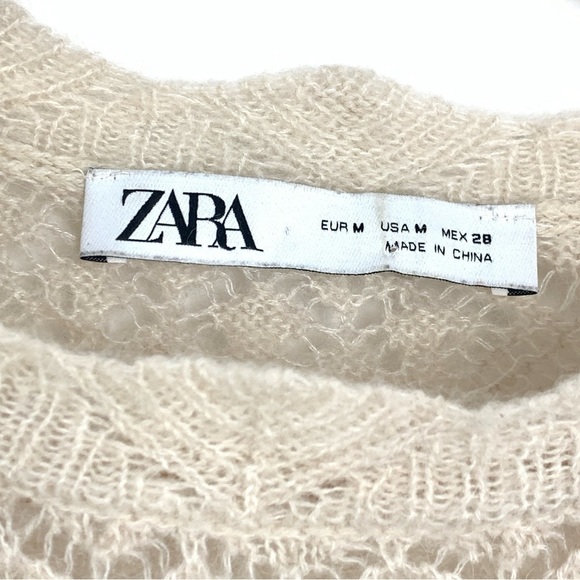 Zara Open Knit Lace Alpaca Blend Sweater - Picture 9 of 11